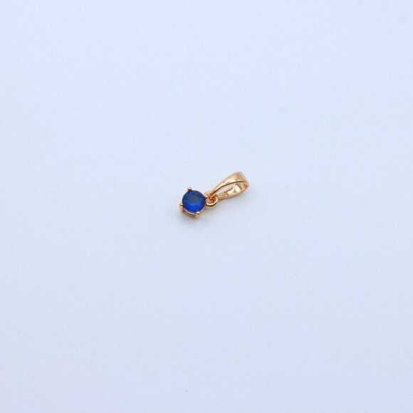 "Mini Round Blue Pendant in Rose Gold Setting with Delicate Design, XPPT1623 - Picture 10 of 13